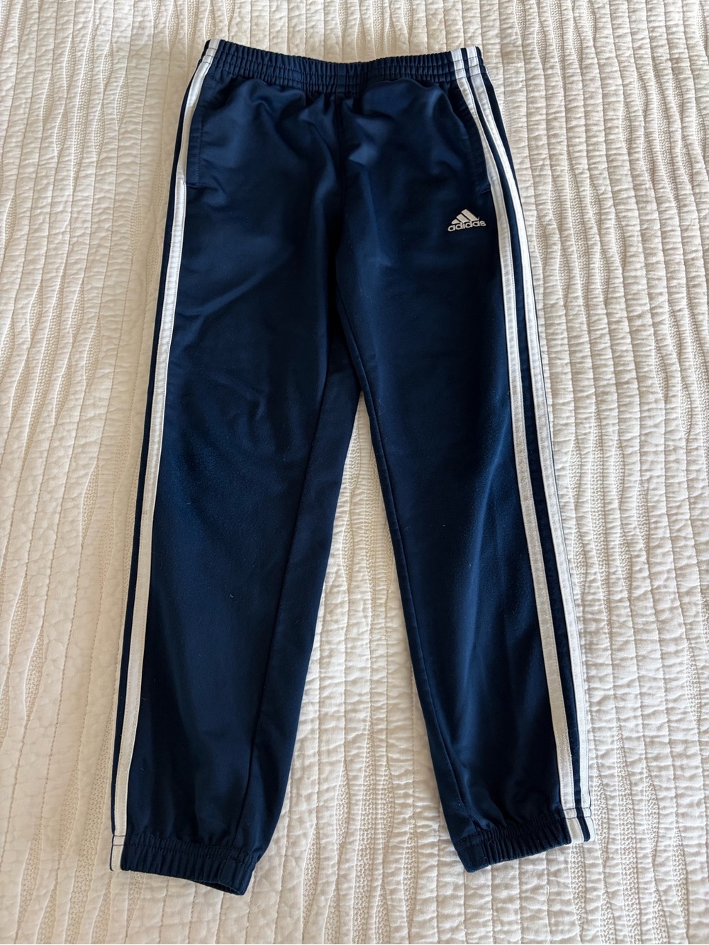adidas Navy Track Joggers with White Side Stripes